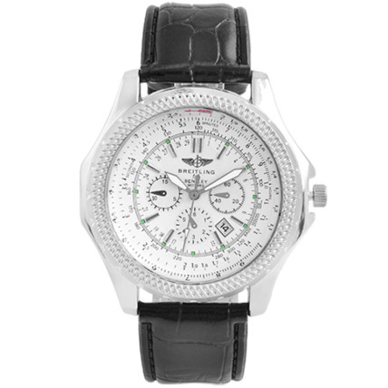 Годинник наручний Breitling White ремінець чорний (репліка)