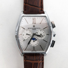 Годинник наручний Vacheron Constantin (репліка). Колір: коричневий ремінь, білий циф.