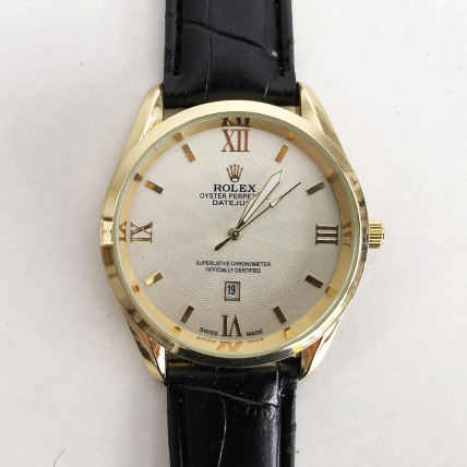 Годинники наручні Rolex White ремінець чорний