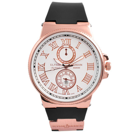 Годинник наручний Ulysse Nardin White ремінець чорний (репліка)