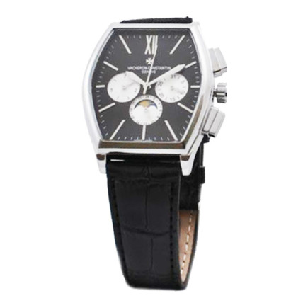 Годинник наручний Vacheron Constantin (репліка). Колір: чорний ремінь, чорний циф.