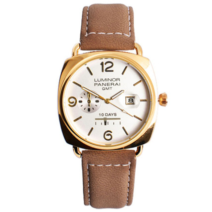 Годинник наручний Panerai White ремінець коричневий (репліка)