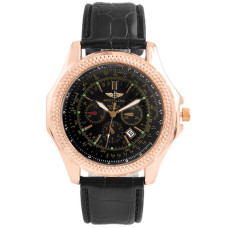 Годинник наручний Breitling Black ремінець чорний (репліка)