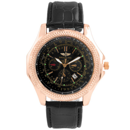 Годинник наручний Breitling Black ремінець чорний (репліка)