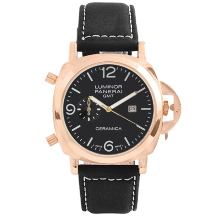 Годинник наручний Panerai Black ремінець чорний (репліка)