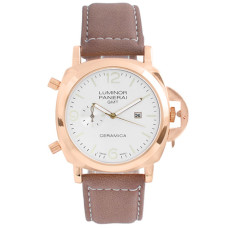 Годинник наручний Panerai White ремінець коричневий (репліка)