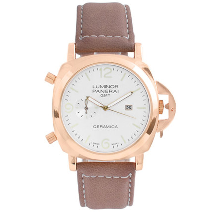 Годинник наручний Panerai White ремінець коричневий (репліка)
