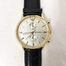 Годинник наручний Emporio Armani Black ремінець чорний (репліка)