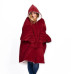 Толстовка плед з капюшоном і рукавами Huggle Hoodie оверсайз. Колір: червоний