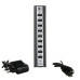 Розгалужувач USB HUB на 10 портів з активною зарядкою 220V. Колір чорний